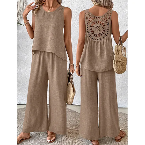 Women's Solid Color Simple Sleeveless Dress for Casual Attire