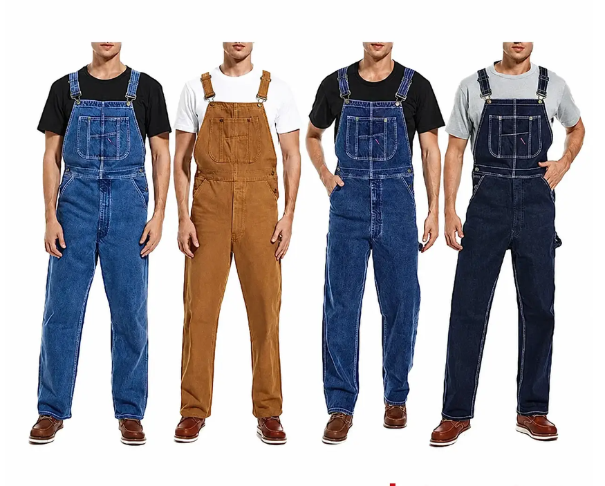 🔥 Letzter Angebotstag 🔥 Herren-Jeans-Latzhose mit verstellbaren Trägern und praktischen Werkzeugtaschen
