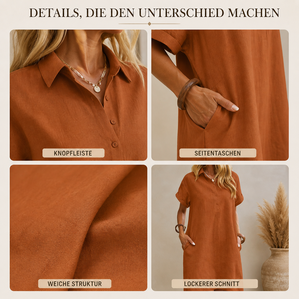 Ladenschluss-Raeumungsverkauf | 10er Pack fuer €28 | Damen Kurzarm-Hemdblusenkleid mit Taschen