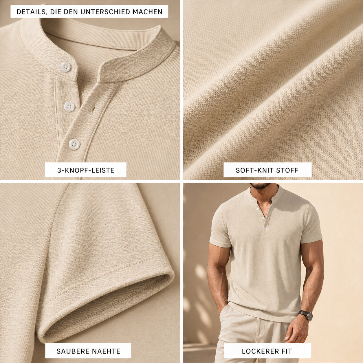 ⏰ Räumungsverkauf ⚡ 10er-Pack nur 28 € ⚡ Herren Henley Kurzarmshirts