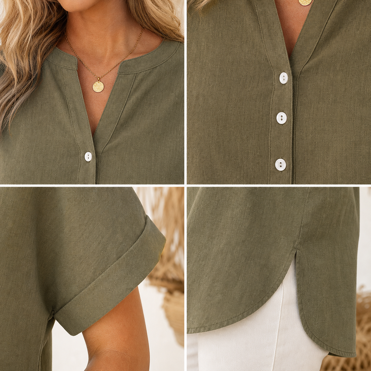 ⏰ Räumungsverkauf ⚡10er-Pack für 28 €⚡ Lockere Damen-Henley-Bluse