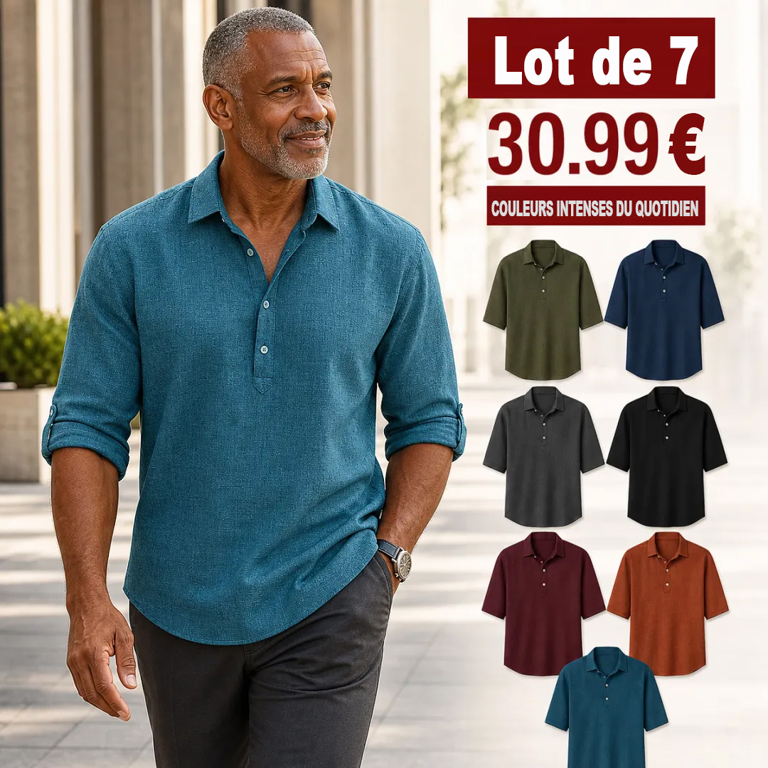 ⏰ Vente de déstockage⚡Lot de 28 à seulement 46,99 €⚡Chemise homme en lin, coupe décontractée – manches courtes et longues