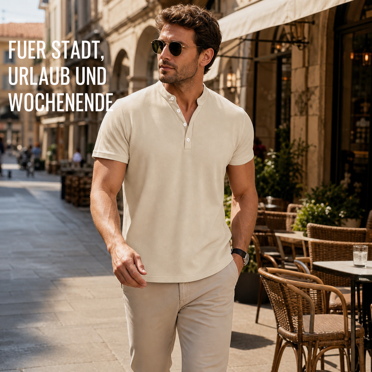 ⏰ Räumungsverkauf ⚡ 10er-Pack nur 28 € ⚡ Herren Henley Kurzarmshirts