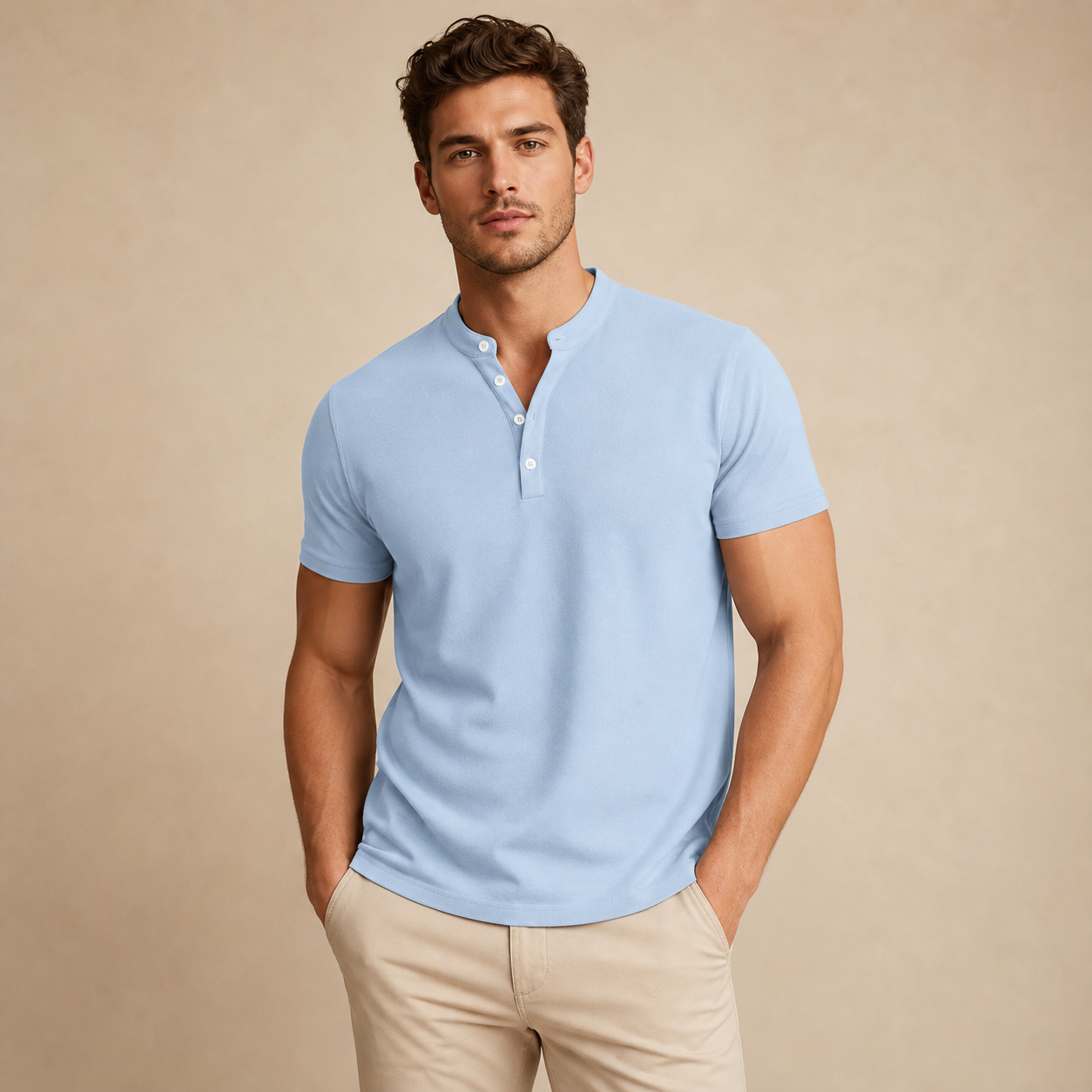 ⏰ Räumungsverkauf ⚡ 10er-Pack nur 28 € ⚡ Herren Henley Kurzarmshirts