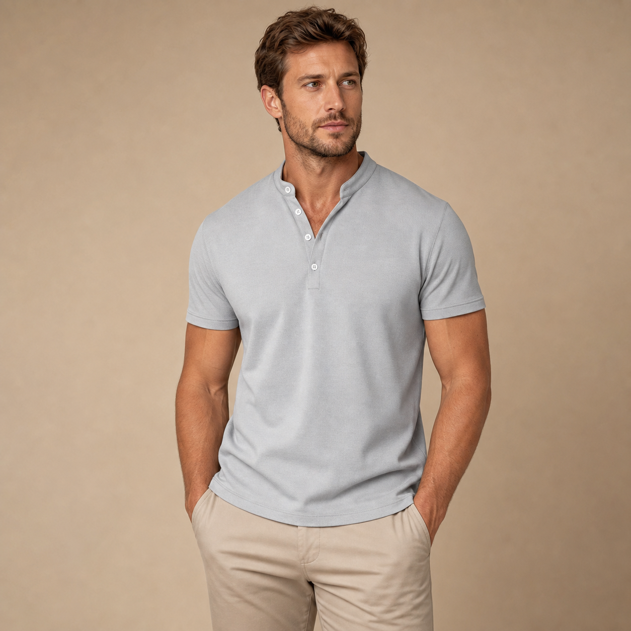 ⏰ Räumungsverkauf ⚡ 10er-Pack nur 28 € ⚡ Herren Henley Kurzarmshirts
