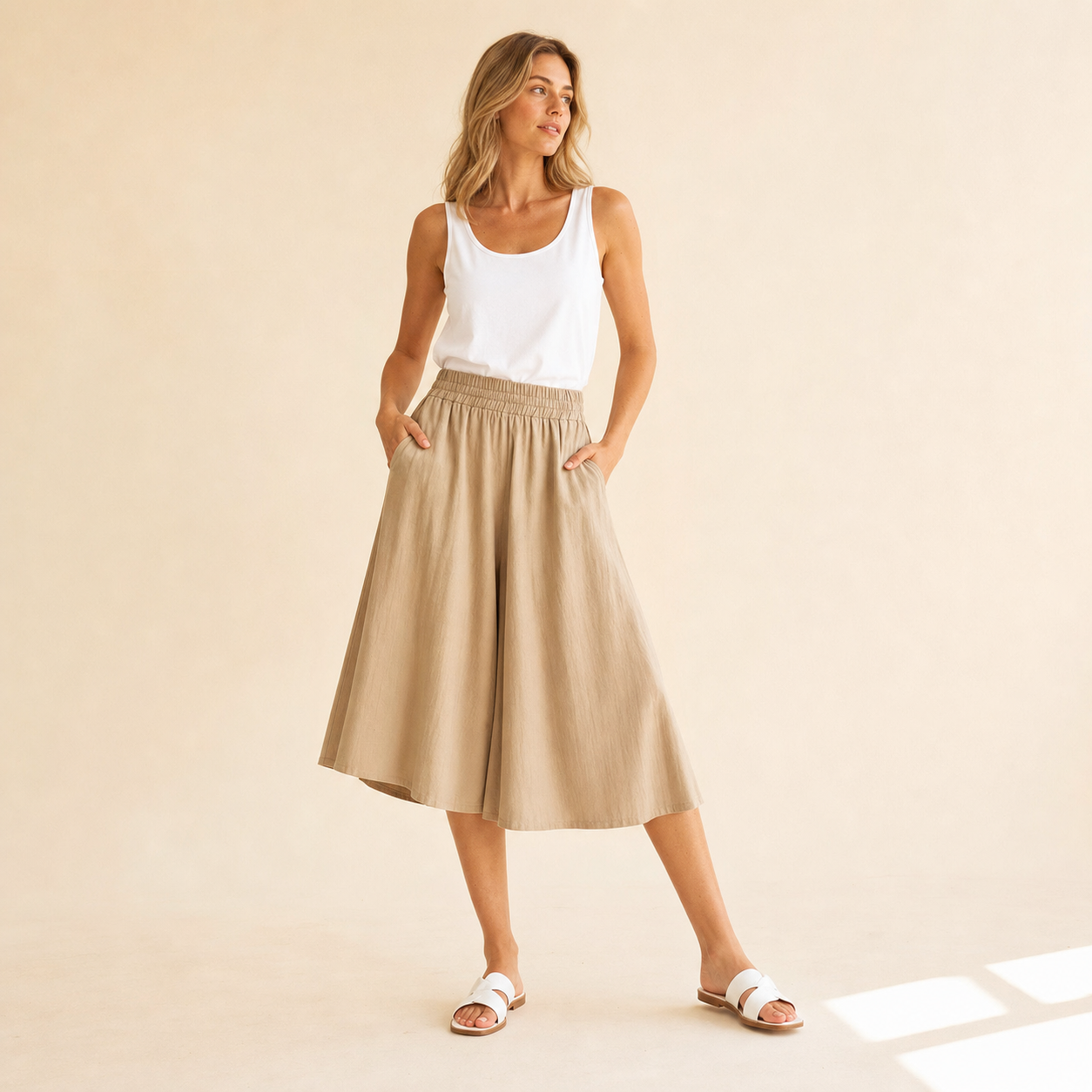 ⏰Räumungsverkauf⚡10er-Pack für 28 €⚡ Damen-Culotte-Midirock mit hoher Taille und weitem Bein