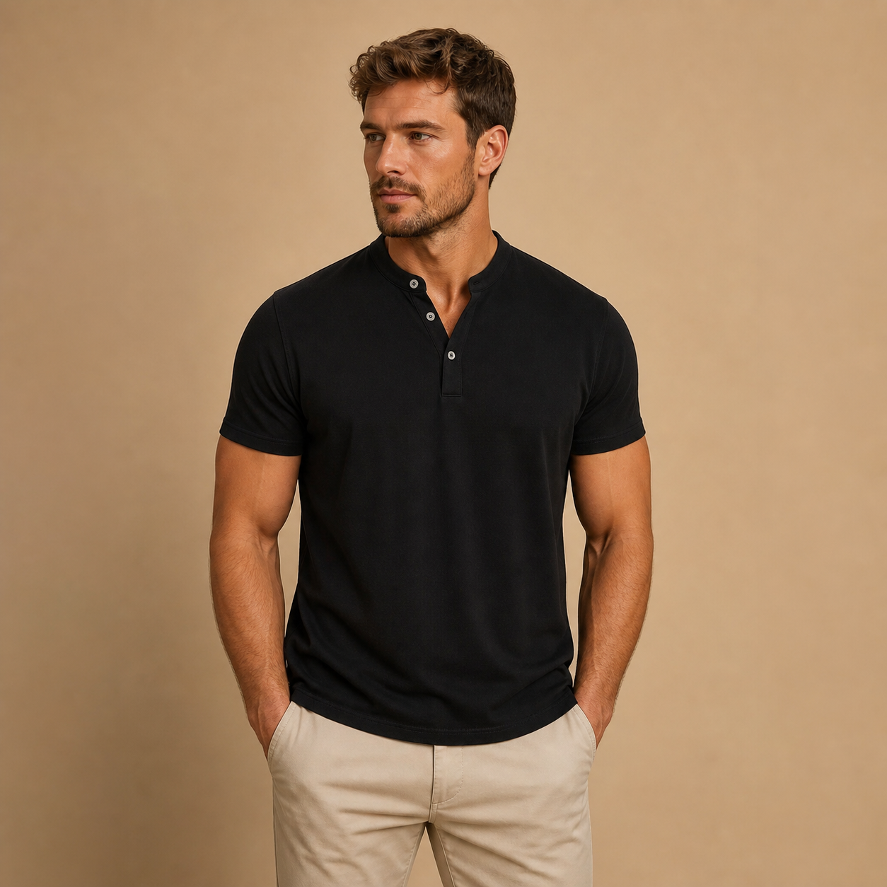 ⏰ Räumungsverkauf ⚡ 10er-Pack nur 28 € ⚡ Herren Henley Kurzarmshirts