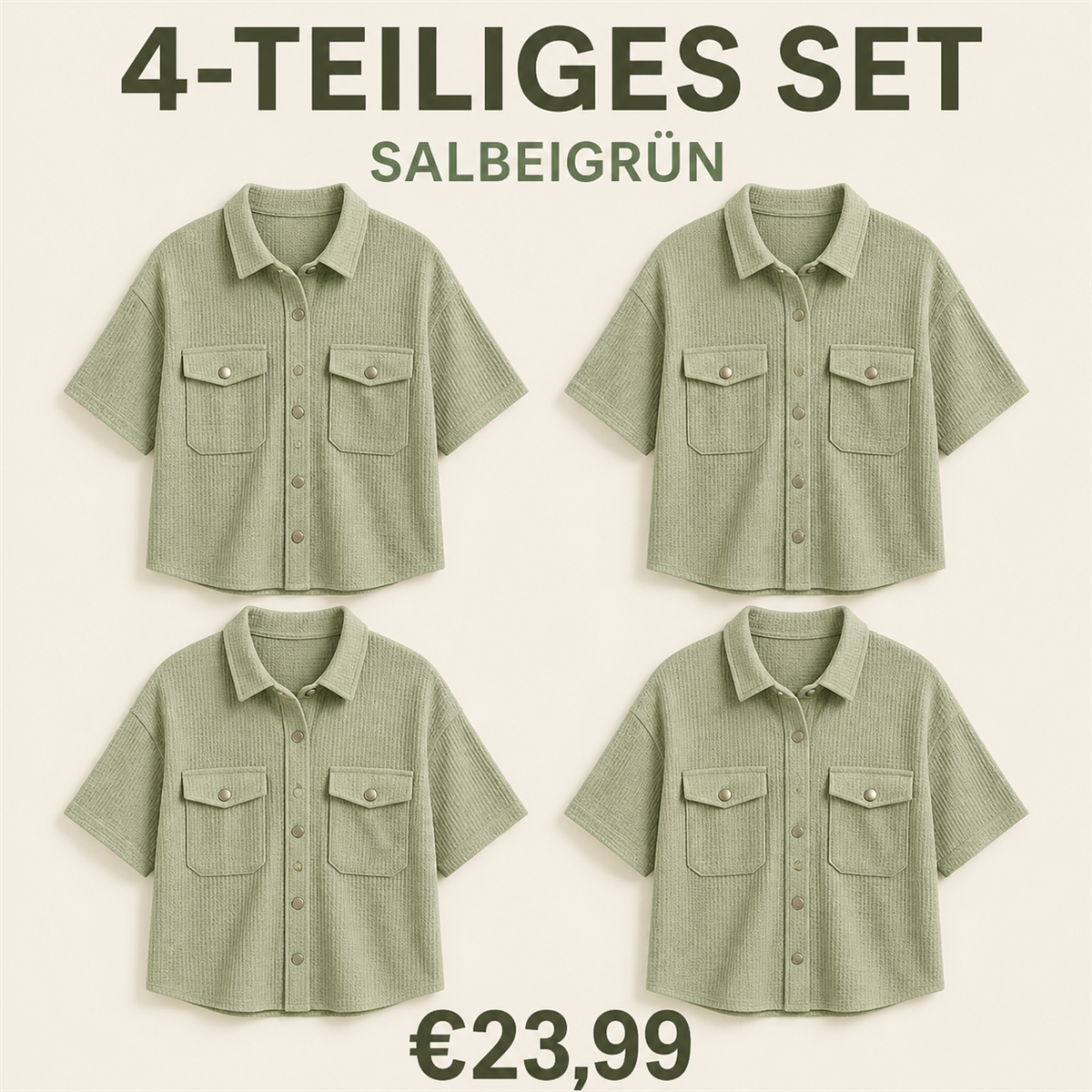 4-teiliges Set – Salbeigrün