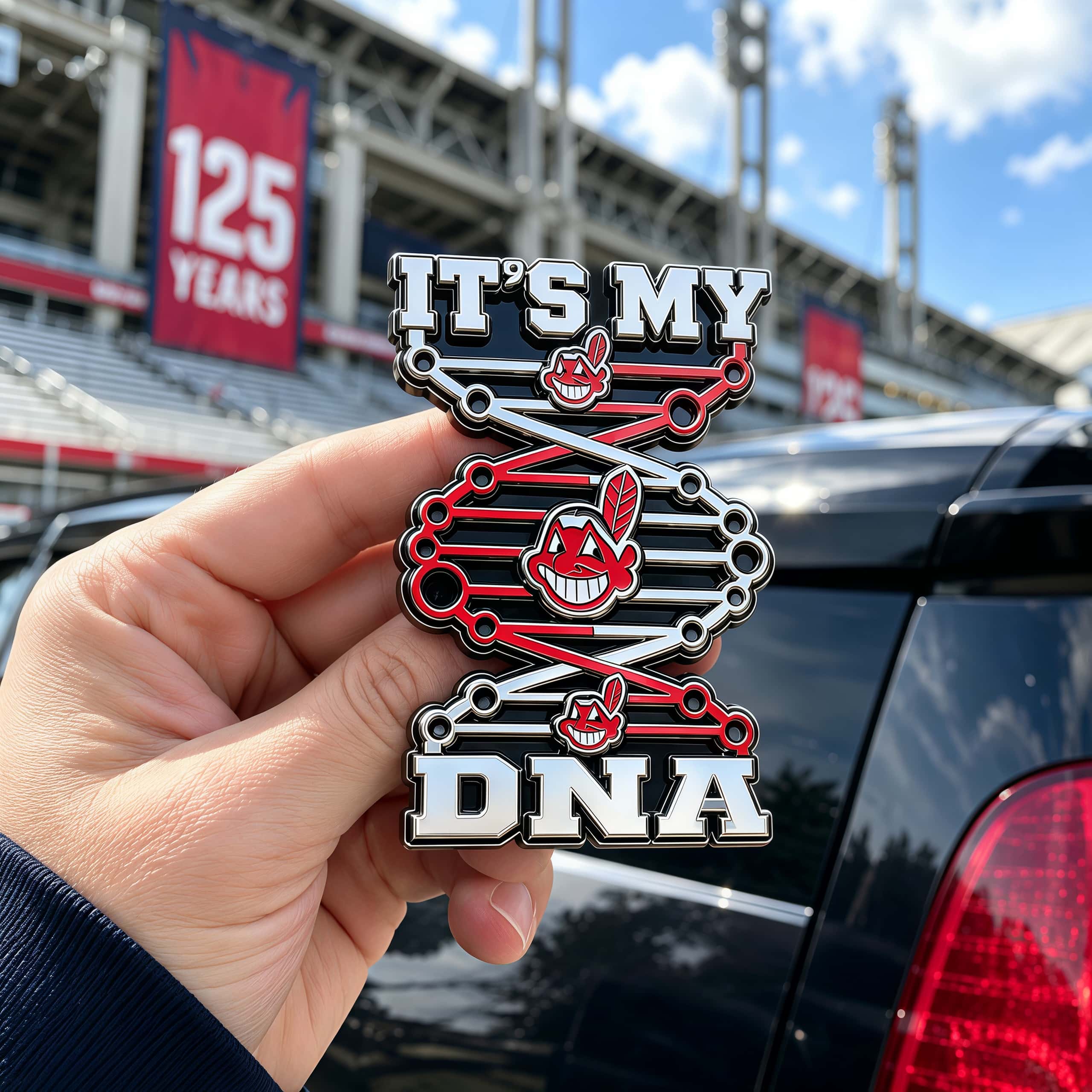 125th Anniversary Edition Chief Wahoo DNA Metal Car Emblem 