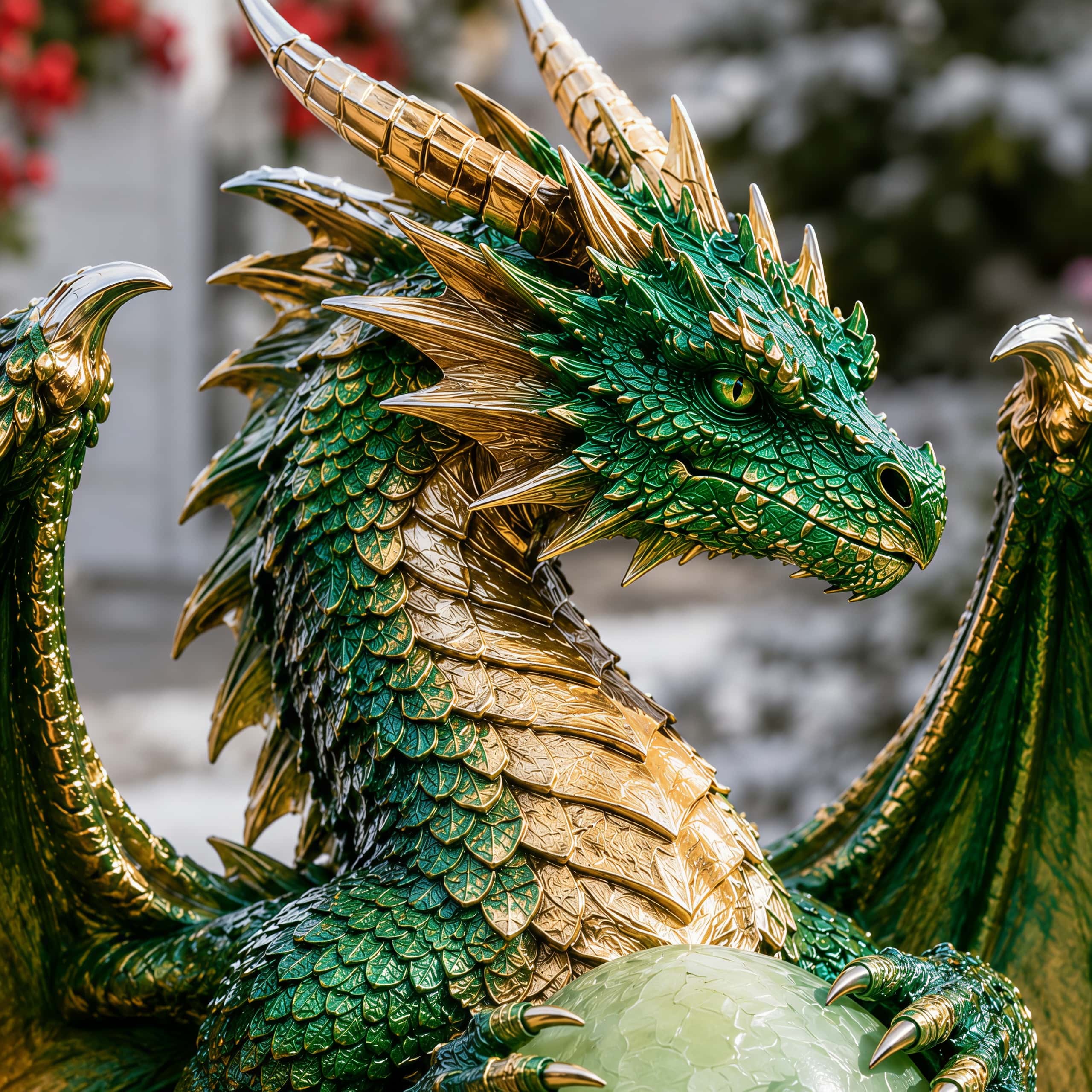 Emerald Guardian Dragon Solar Garden Light, LED Dragon Statue Outdoor Yard Patio Decor, Waterproof Fantasy Garden Ornament, Gift for Dragon Lovers