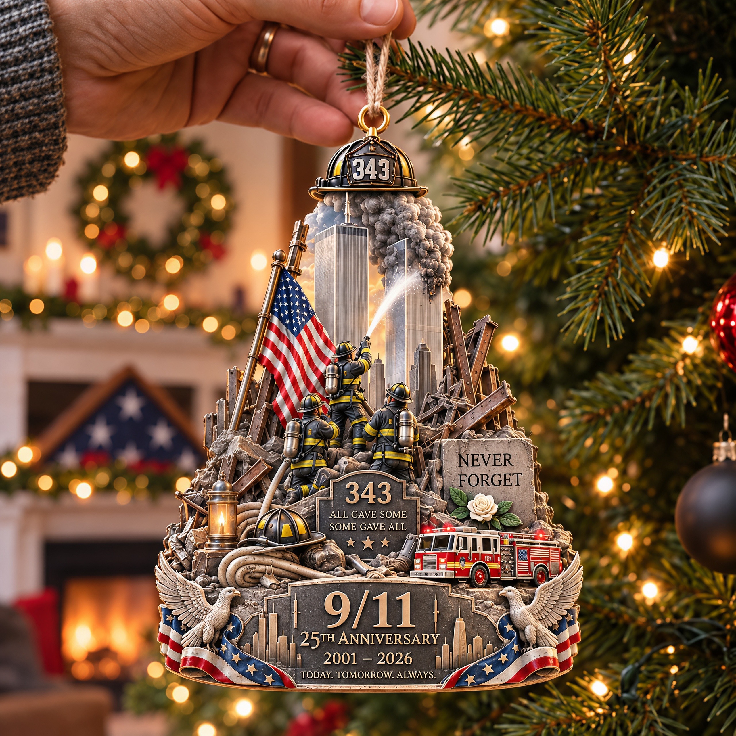 343 Heroes – Never Forget 9/11 25th Anniversary Memorial Ornament