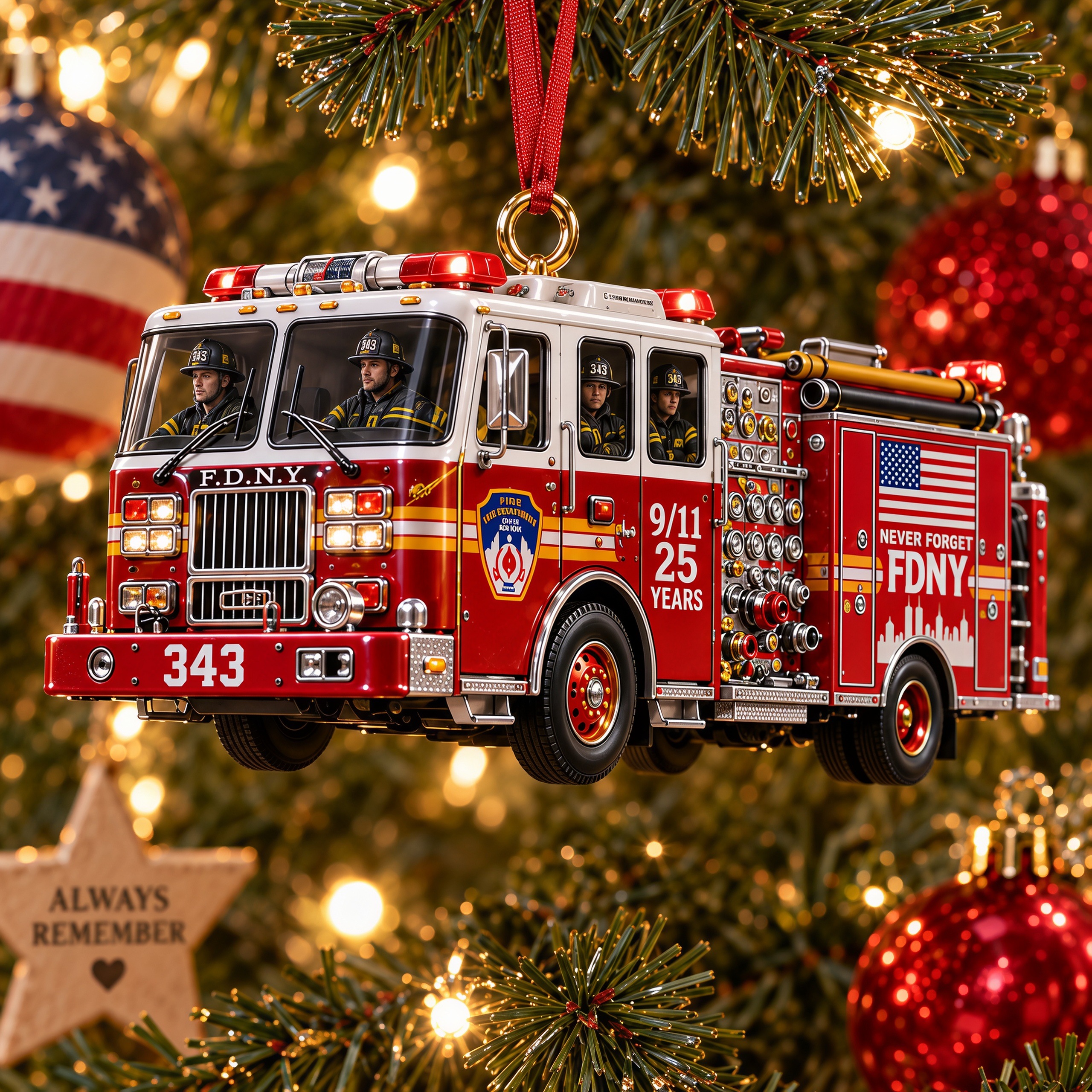 343 Heroes Answered the Call – 9/11 25th Anniversary Memorial Ornament