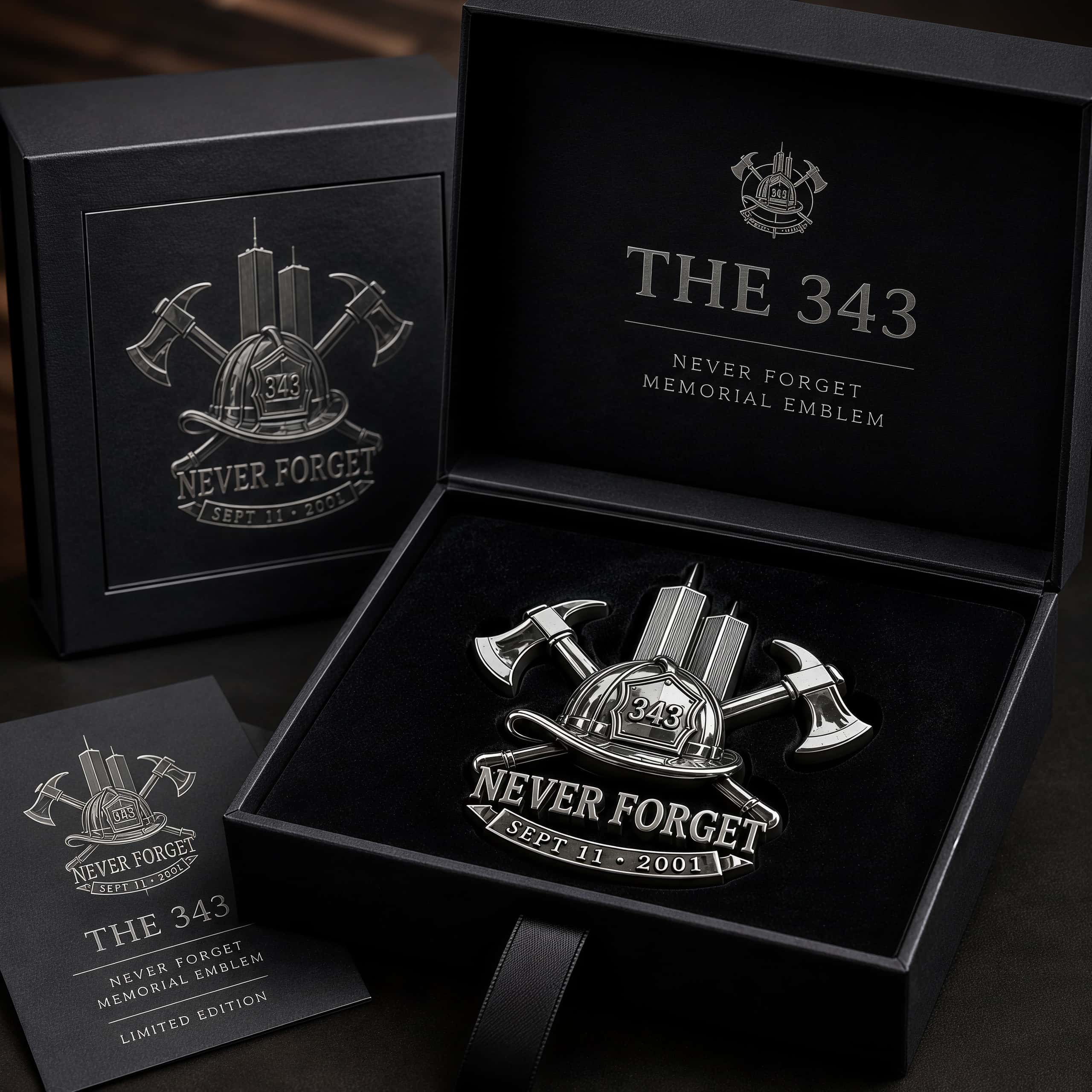 9.11 Tribute Firefighter丨343 Never Forget 25th Anniversary Metal Car Emblems