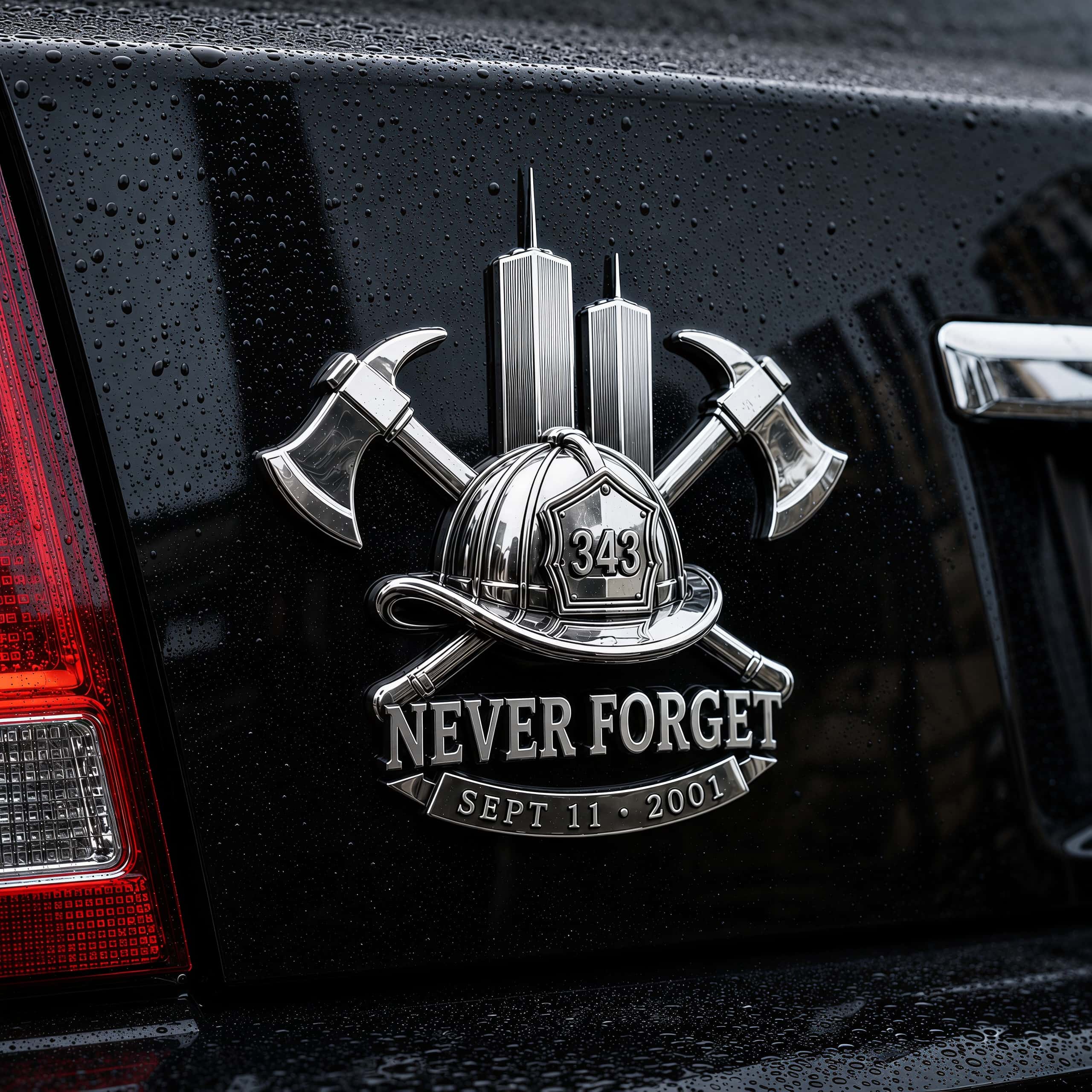 9.11 Tribute Firefighter丨343 Never Forget 25th Anniversary Metal Car Emblems