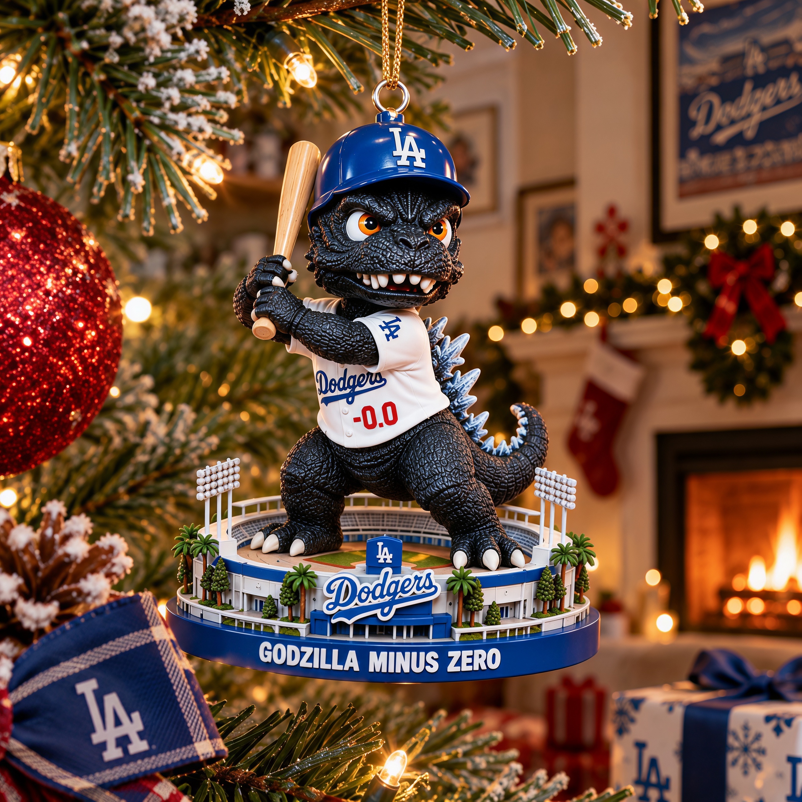 Los Angeles Godzilla Punch Pose Ornament