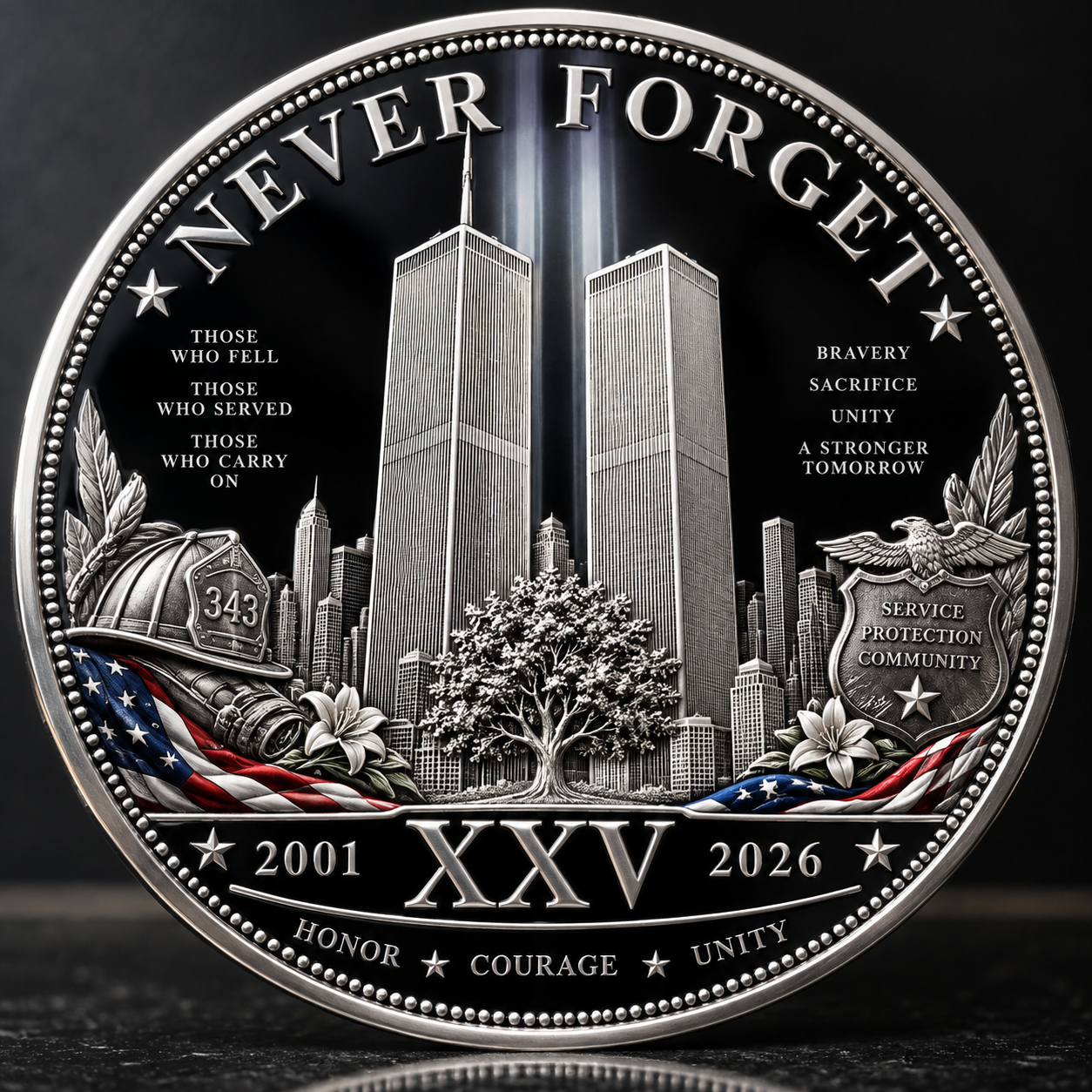 9/11 NEVER FORGET 25th Anniversary Commemorative Coin