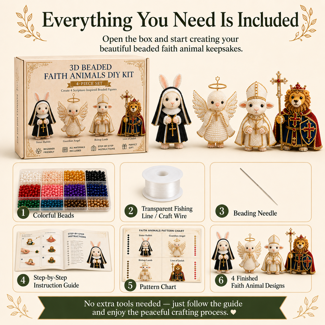 Christian 3D Beaded Faith Animals DIY Kit