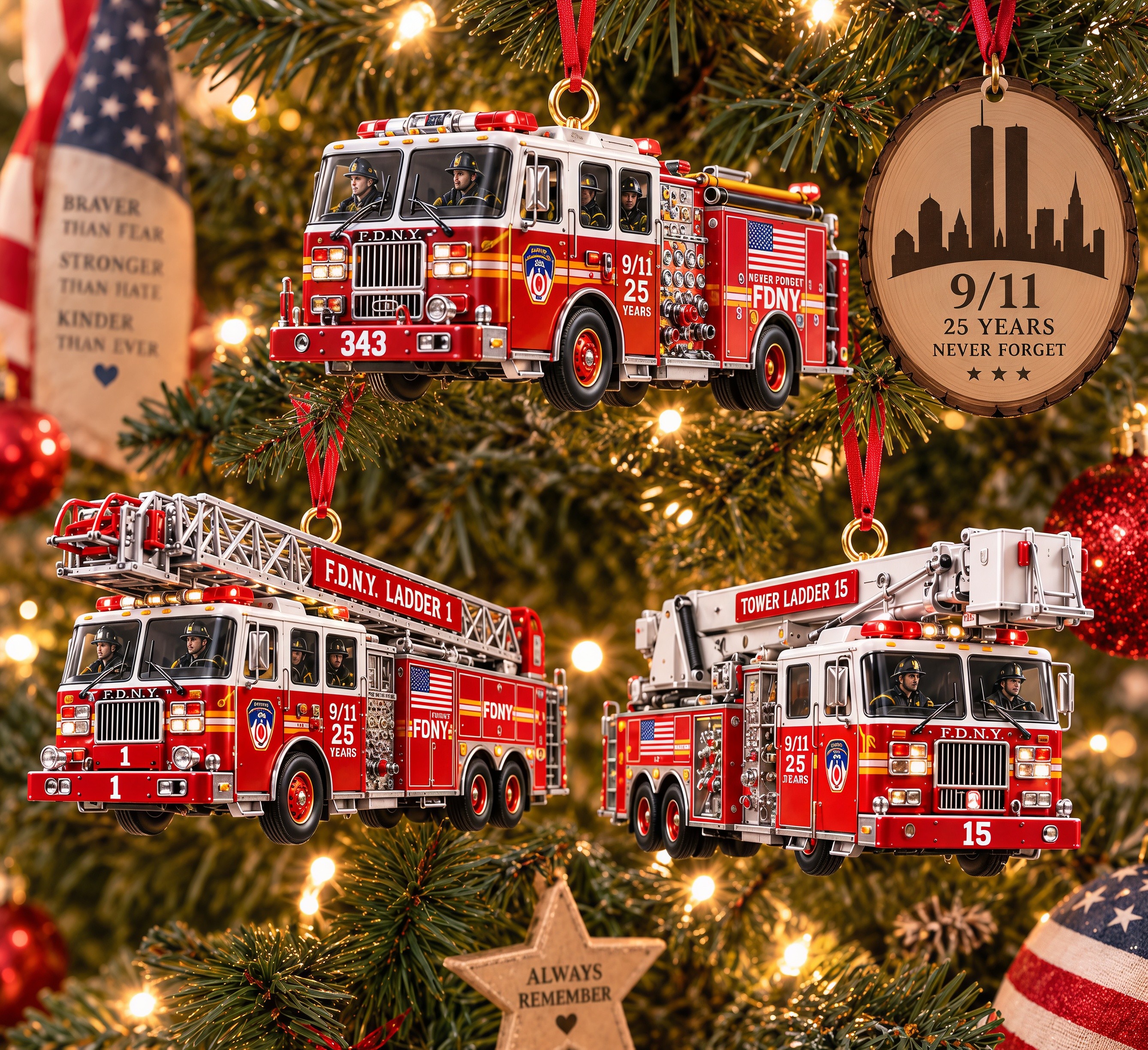 343 Heroes Answered the Call – 9/11 25th Anniversary Memorial Ornament