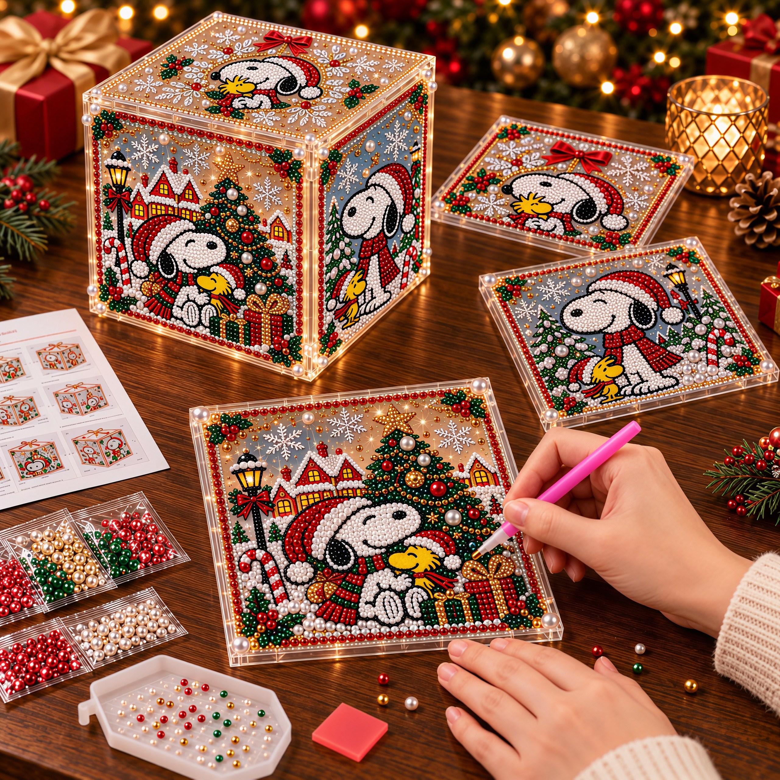🎄 ✨ 3D Christmas Snoopy Diamond Painting Gift Box DIY Kit