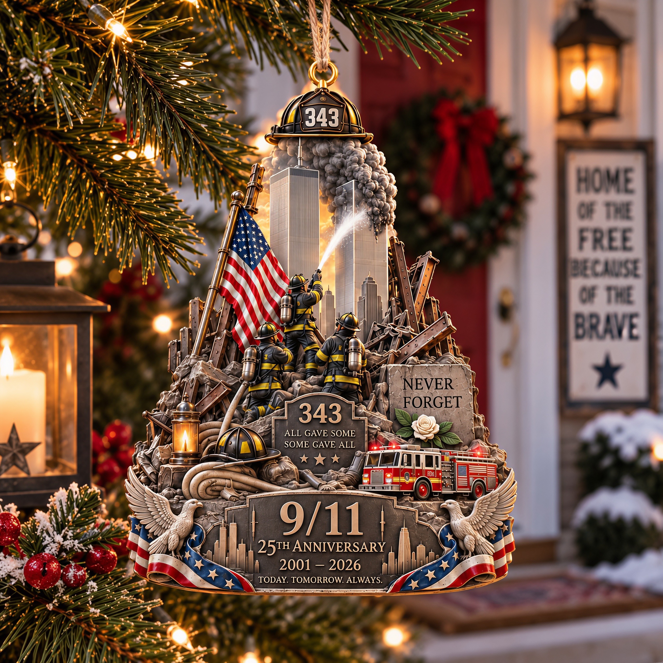 343 Heroes – Never Forget 9/11 25th Anniversary Memorial Ornament