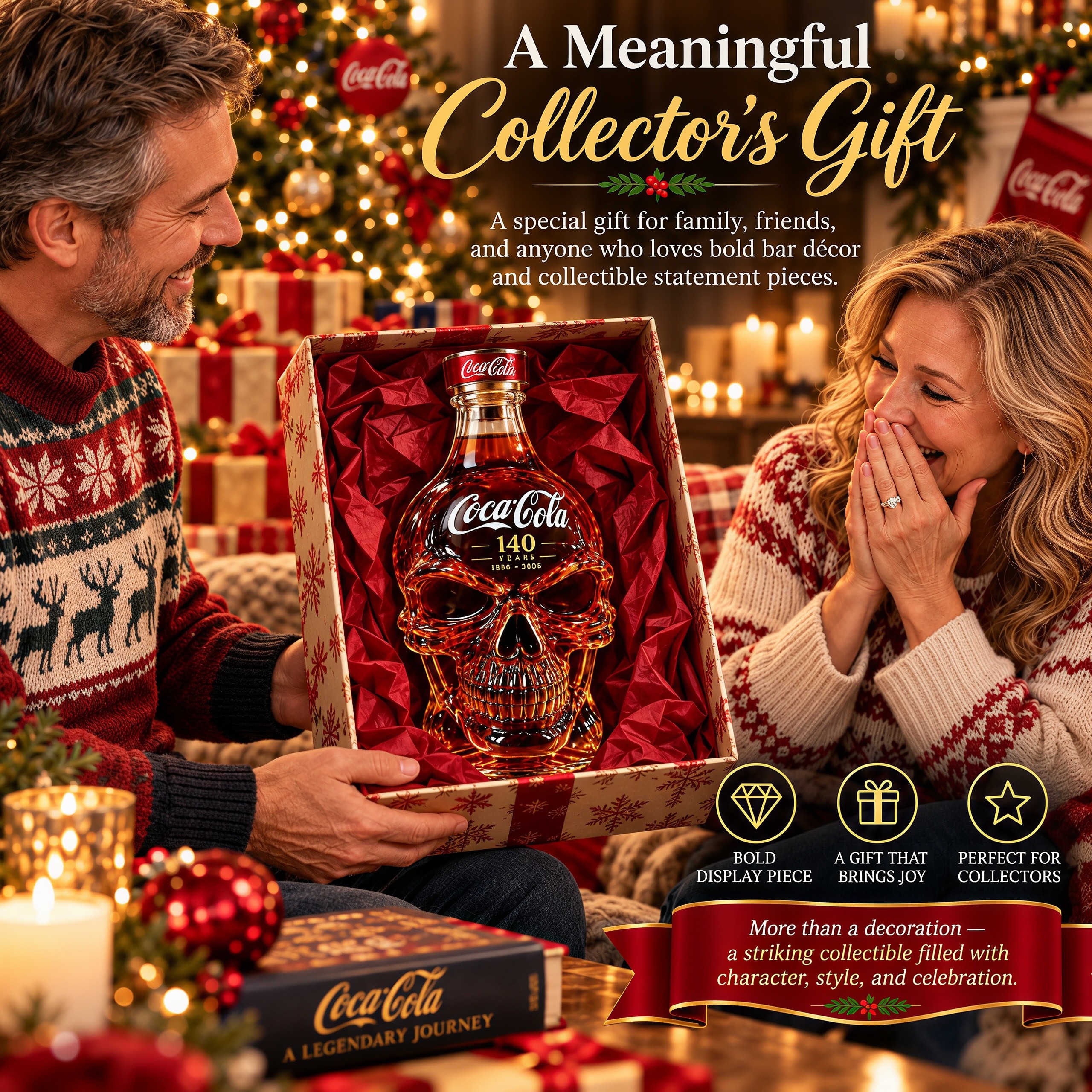 Cola 140th Anniversary Commemorative Skull-Shaped Whiskey Bottle