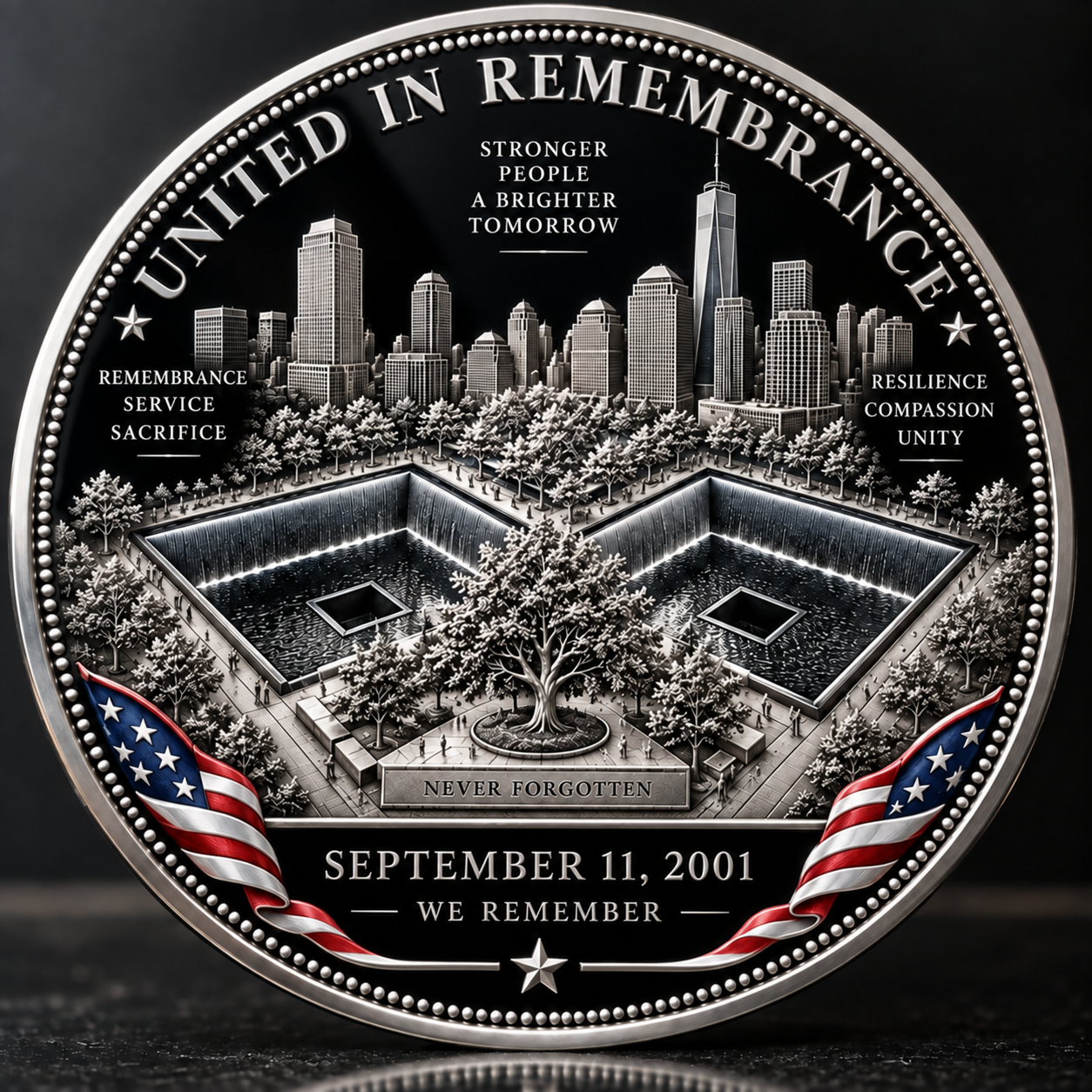 9/11 NEVER FORGET 25th Anniversary Commemorative Coin