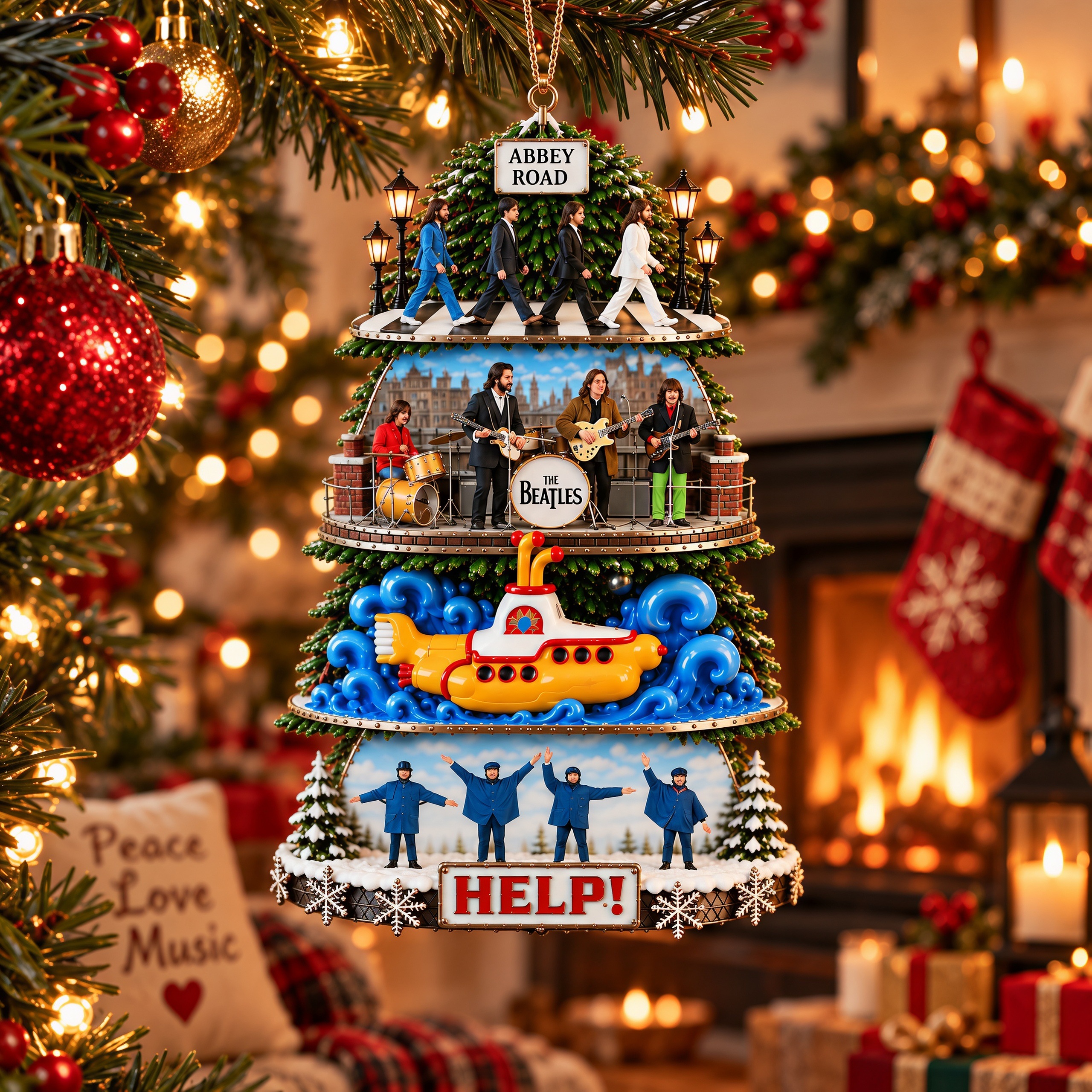 Fab Four 1965–1969 Rock ‘n’ Roll Journey Christmas Tree Ornaments