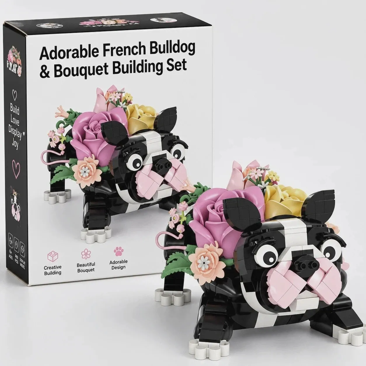 Adorable French Bulldog & Bouquet Building Set
