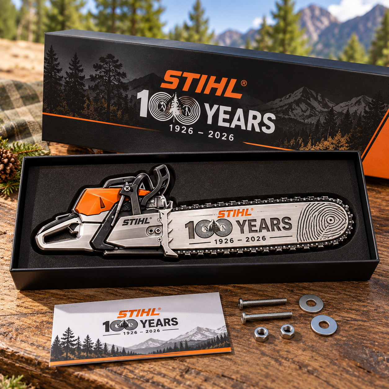 STIHL 100th Anniversary Legendary Craftsman Metal Car Emblem