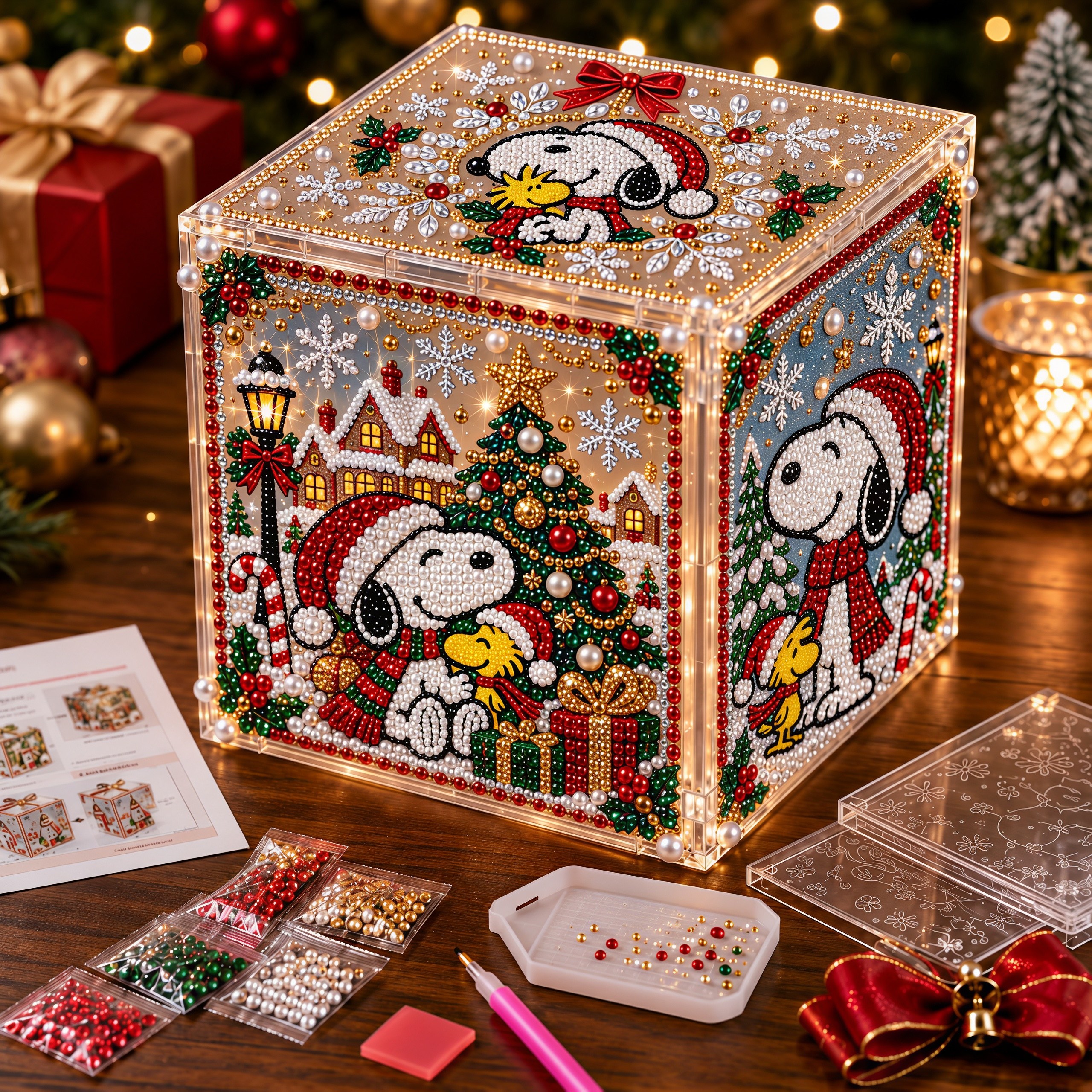 🎄 ✨ 3D Christmas Snoopy Diamond Painting Gift Box DIY Kit