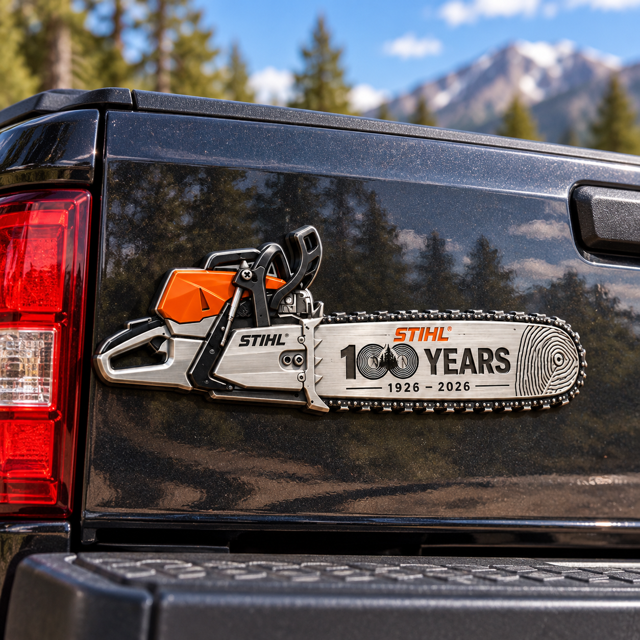 STIHL 100th Anniversary Legendary Craftsman Metal Car Emblem