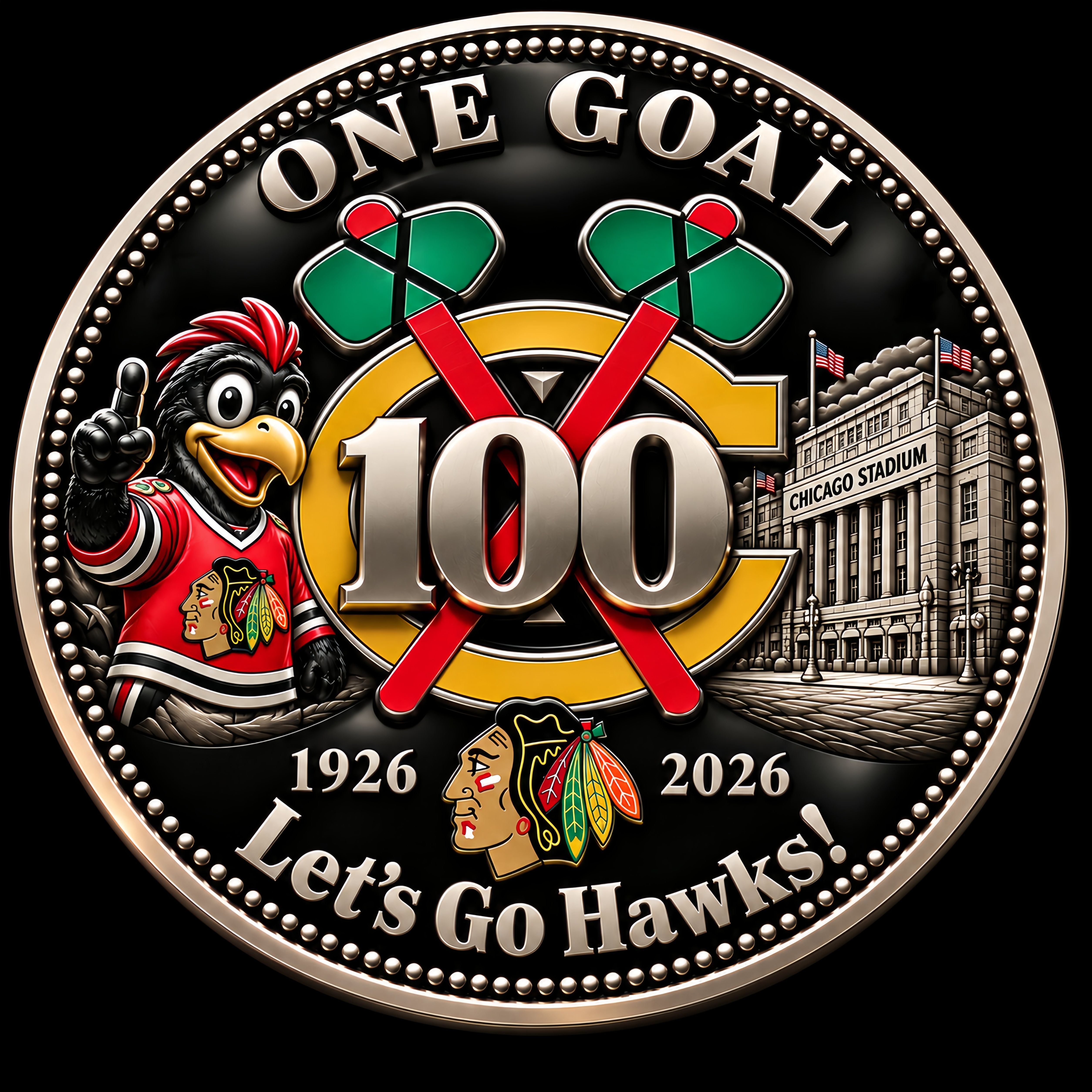 Let’s Go Hawks! Chicago Blackhawks 100th Anniversary Commemorative Coin