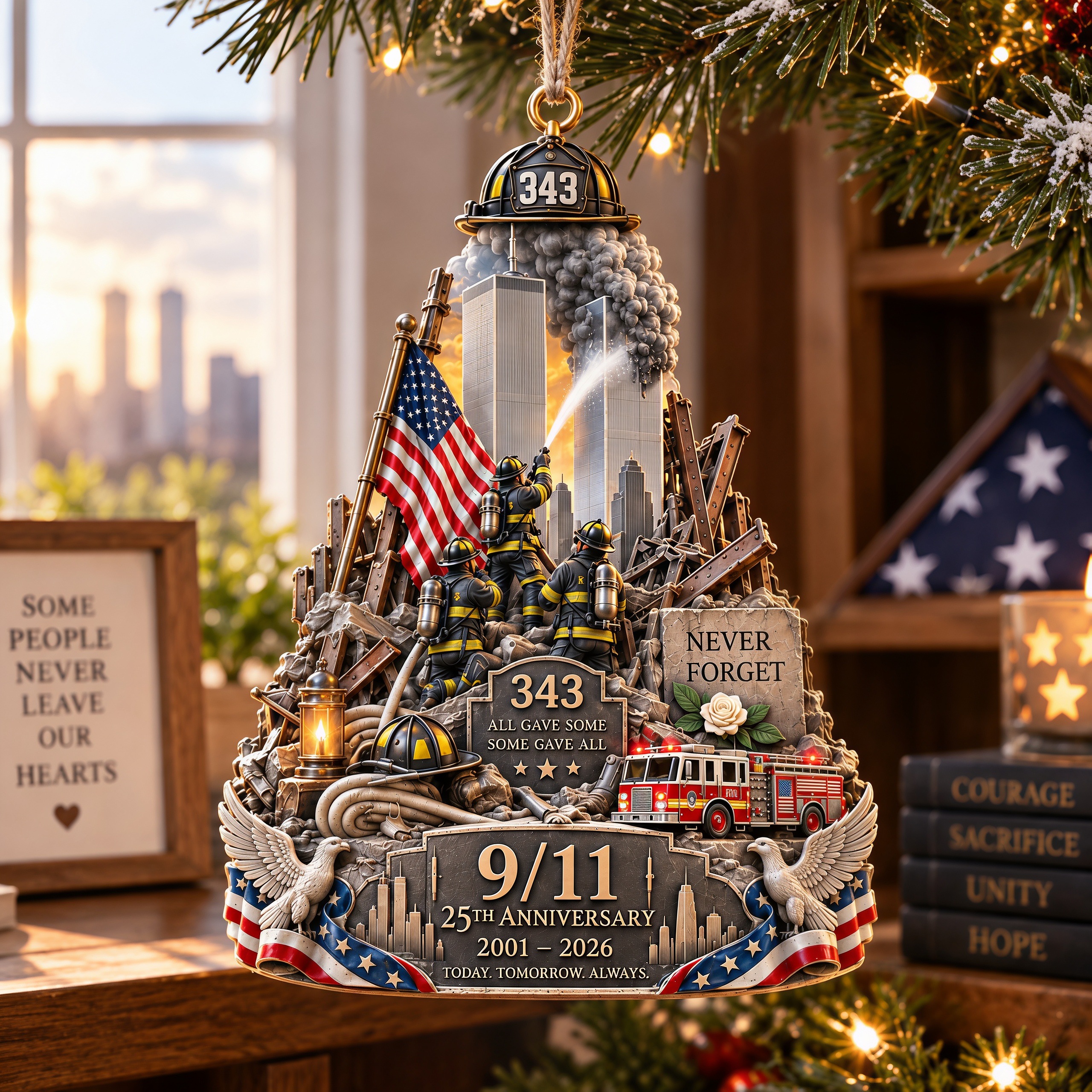 343 Heroes – Never Forget 9/11 25th Anniversary Memorial Ornament