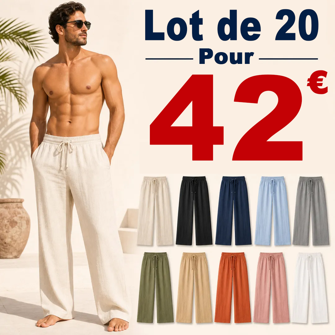 ⏰ Lot de 10 pour seulement 34 € ⚡ Lots économiques de pantalons de plage en lin pour homme