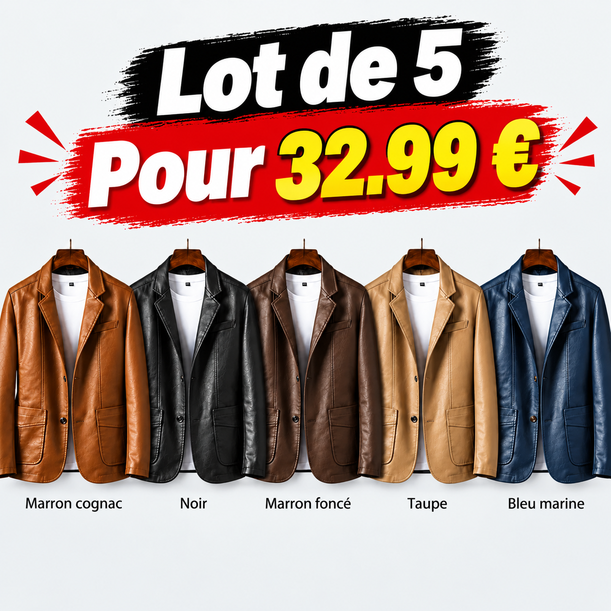 ⏰ Vente de liquidation⚡Lot de 10 seulement à 38,99 €⚡Les hommes ne peuvent plus se passer de ce blazer confortable en cuir de veau