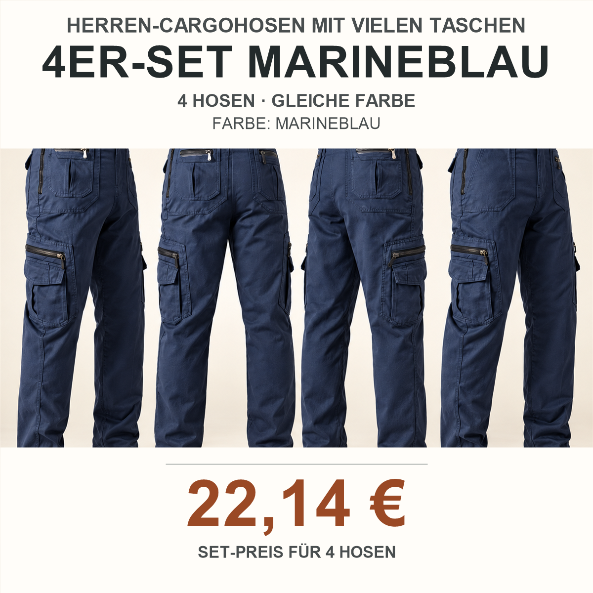Herren-Cargohose mit vielen Taschen – Set - Marineblau 鈥?4-teiliges Set