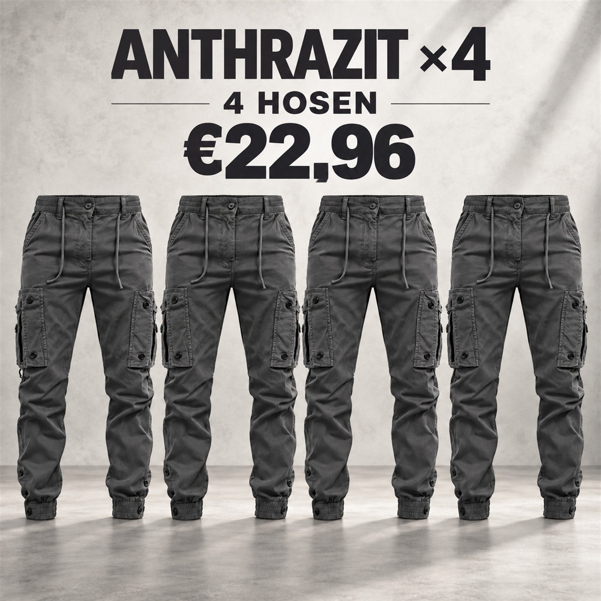 Herren-Cargo-Jogginghose mit Kordelzug – Set - Anthrazit 鈥?4-teiliges Set