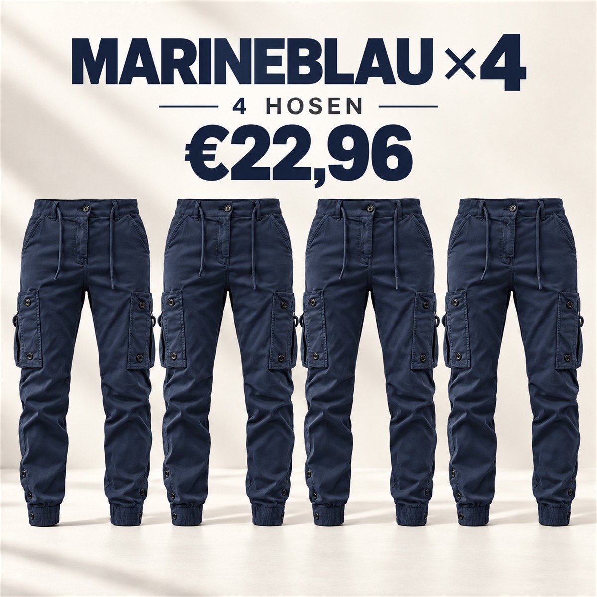 Herren-Cargo-Jogginghose mit Kordelzug – Set - Marineblau 鈥?4-teiliges Set