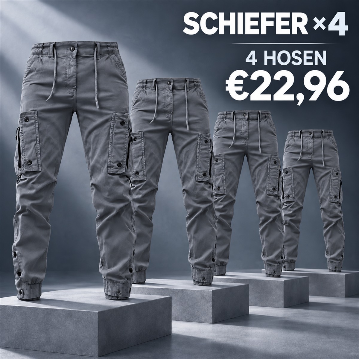 Herren-Cargo-Jogginghose mit Kordelzug – Set - Schiefer 鈥?4-teiliges Set