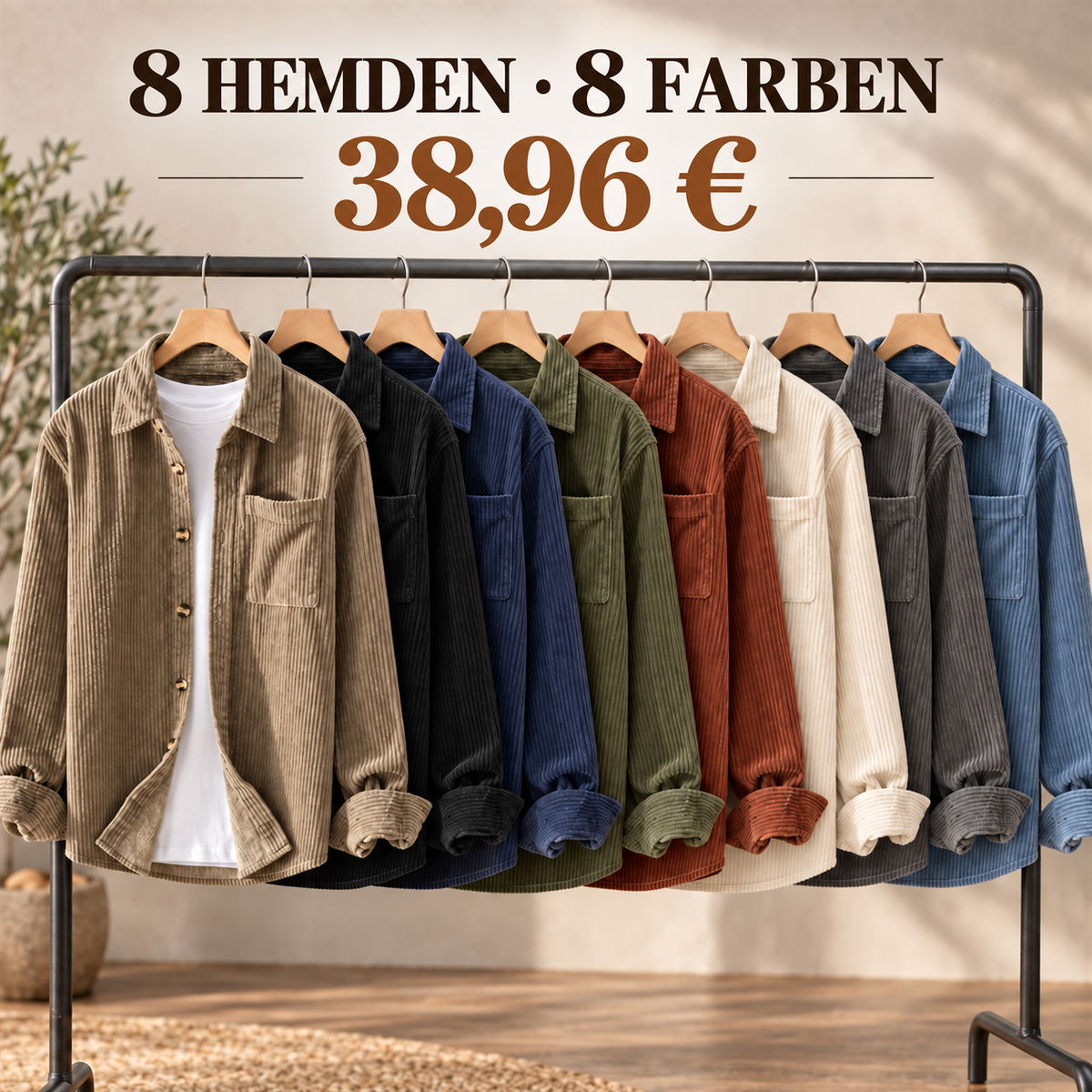 Herren-Overshirt mit Rippenstruktur – Set - 8-teiliges Set mit allen Farben
