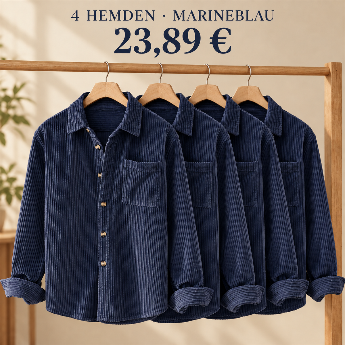 Herren-Overshirt mit Rippenstruktur – Set - Marineblau 鈥?4-teiliges Set