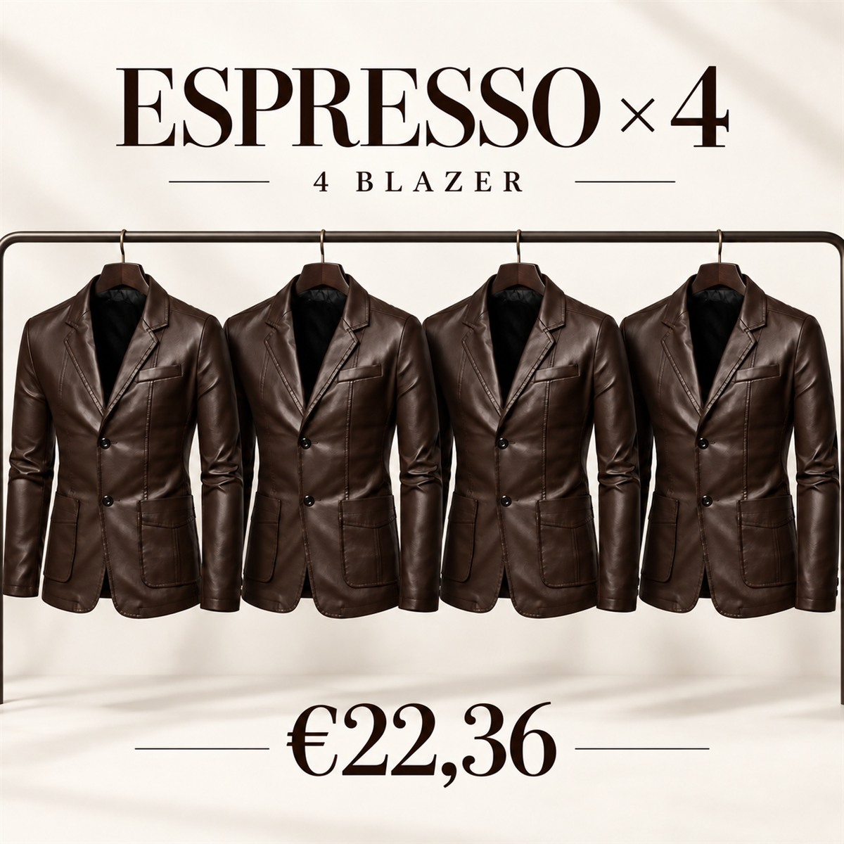 Herren-Blazer in Lederoptik mit fallendem Revers – Set - Espressobraun 鈥?4-teiliges Set