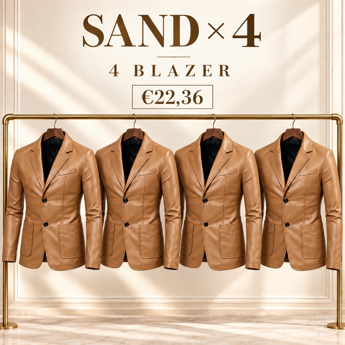 Herren-Blazer in Lederoptik mit fallendem Revers – Set - Hellbraun 鈥?4-teiliges Set