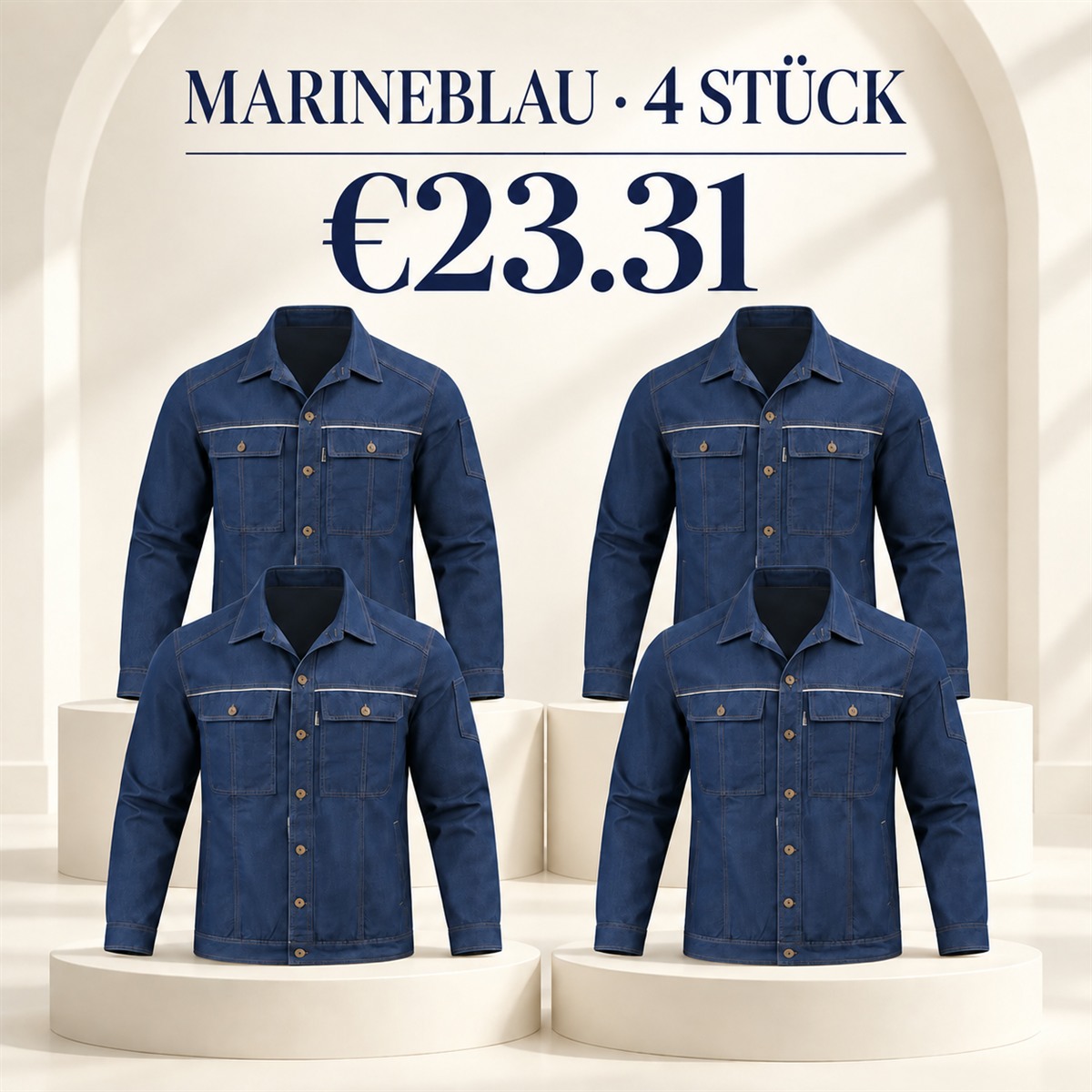 Herren-Jacke mit Kragen und Knopfleiste – Set - Marineblau 鈥?4-teiliges Set