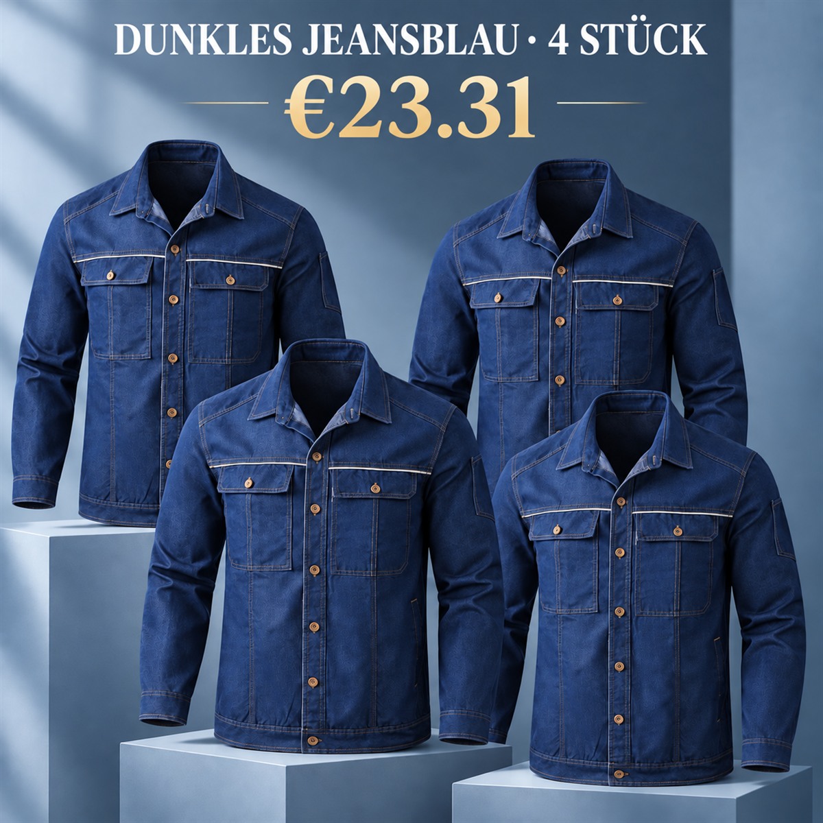 Herren-Jacke mit Kragen und Knopfleiste – Set - Dunkler Denim 鈥?4-teiliges Set