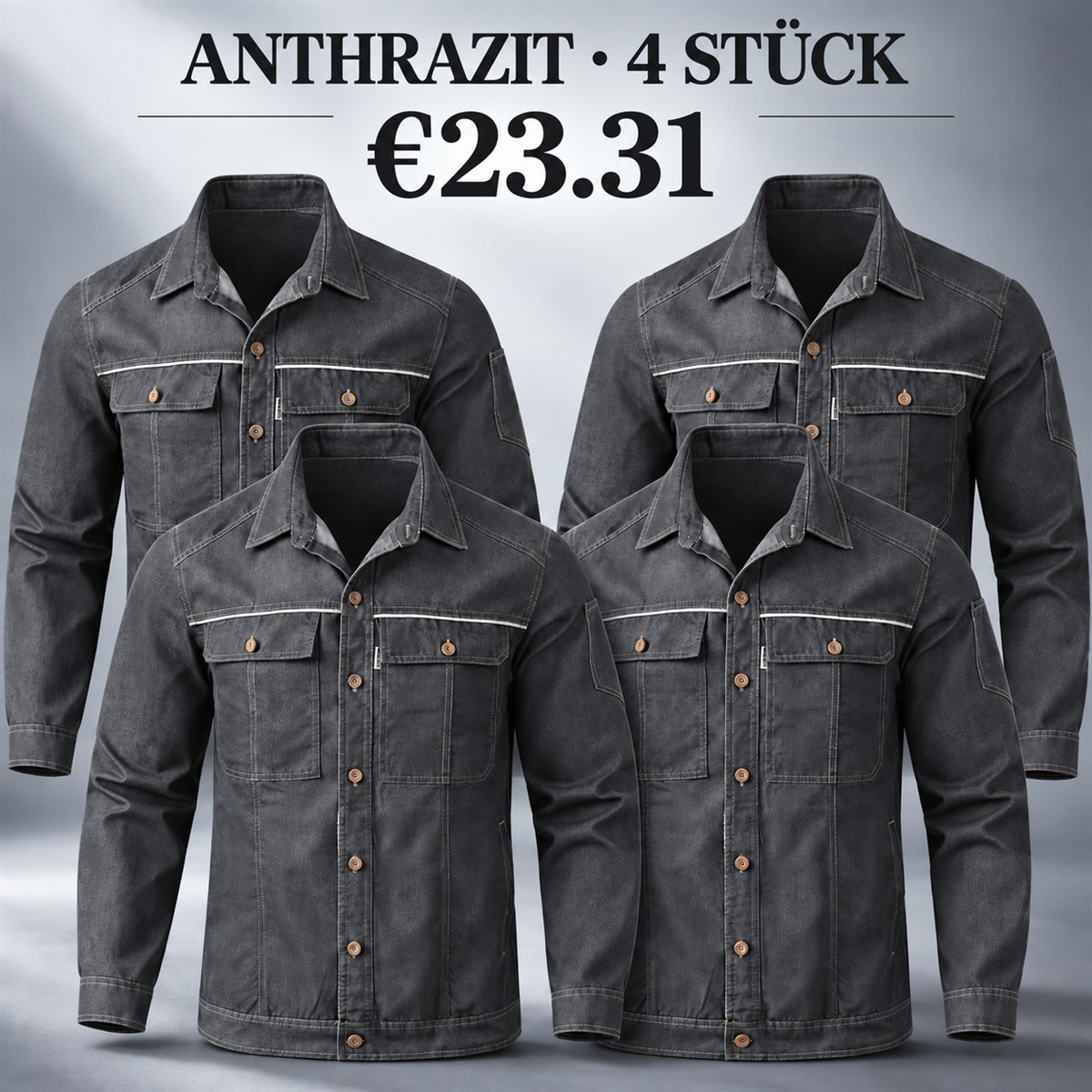 Herren-Jacke mit Kragen und Knopfleiste – Set - Anthrazit 鈥?4-teiliges Set