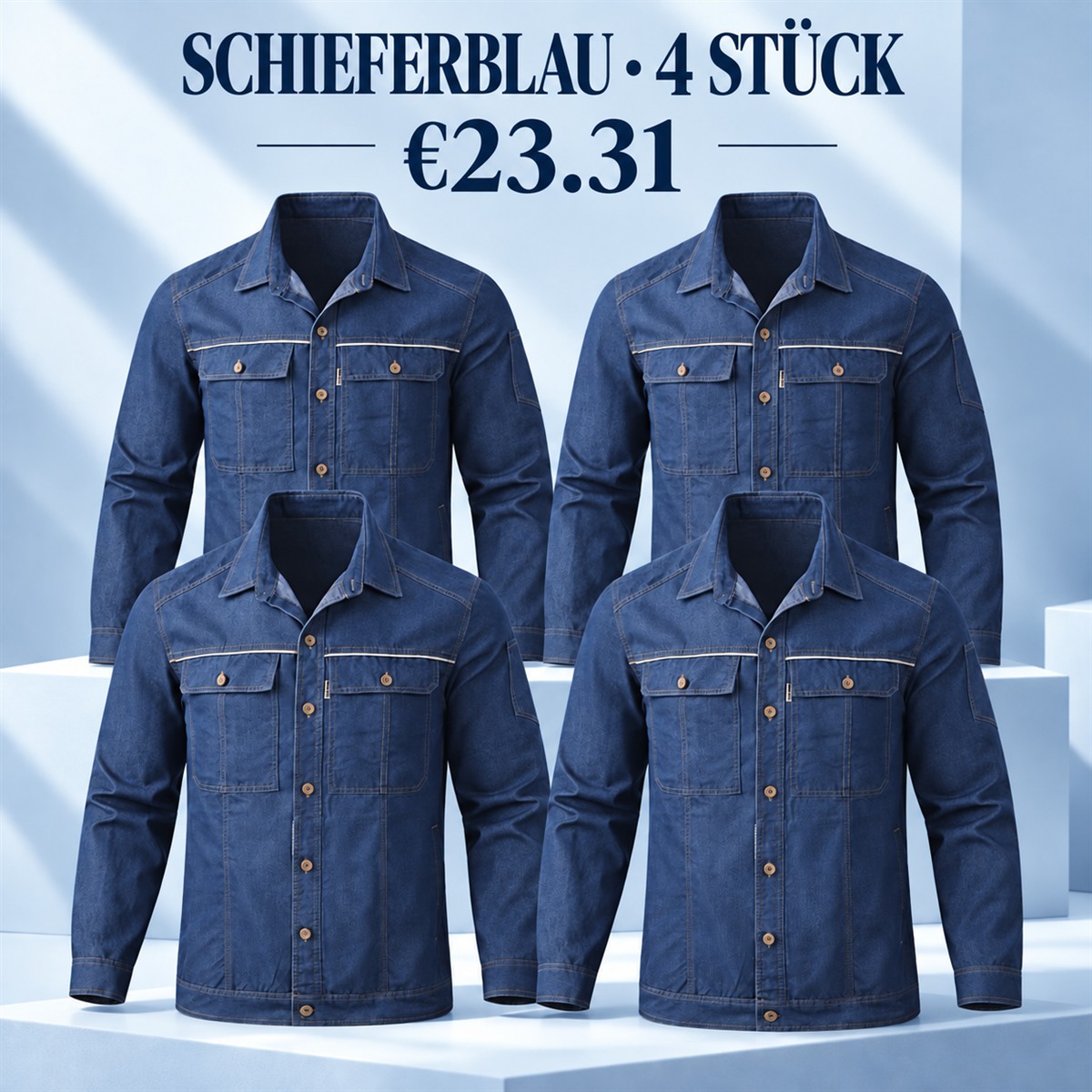 Herren-Jacke mit Kragen und Knopfleiste – Set - Schiefer 鈥?4-teiliges Set