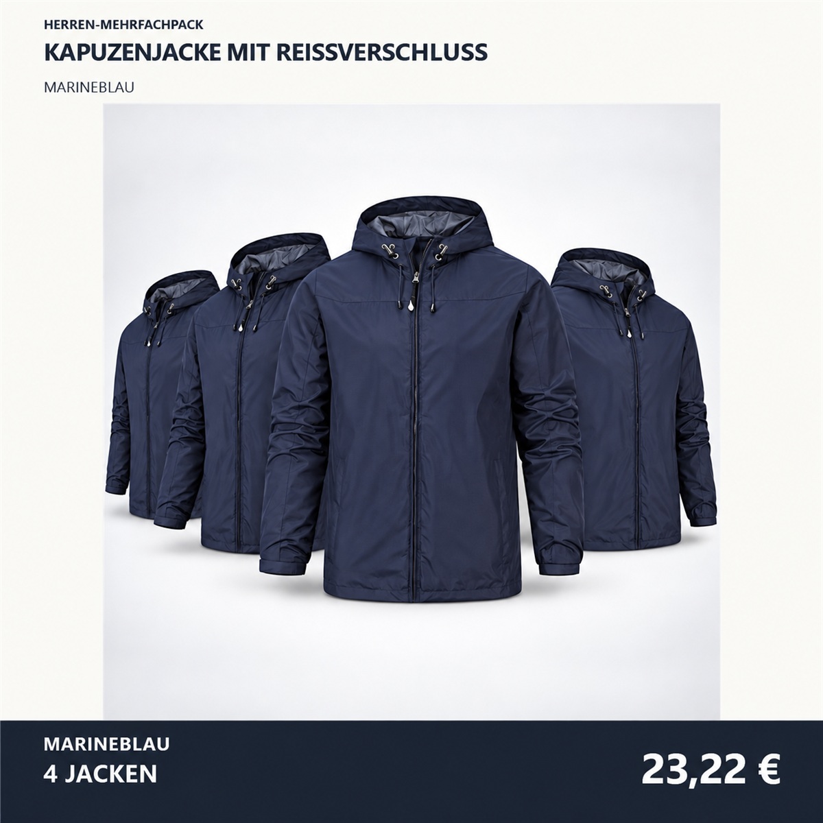 Herren-Kapuzenjacke mit Frontreißverschluss – Set - Marineblau 鈥?4-teiliges Set