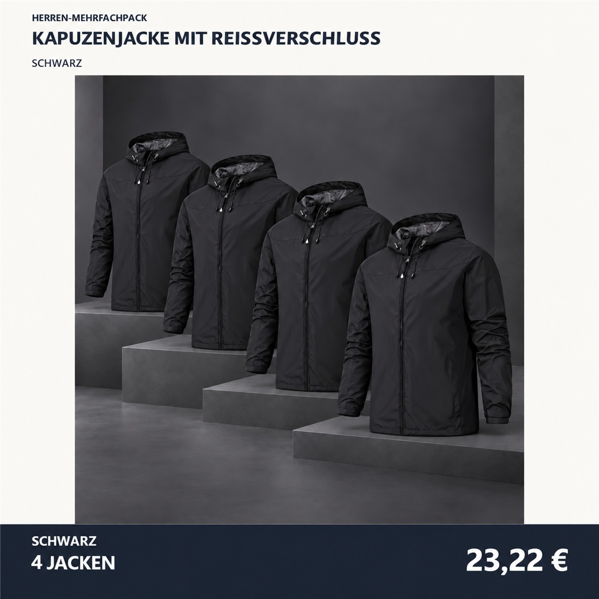 Herren-Kapuzenjacke mit Frontreißverschluss – Set - Schwarz 鈥?4-teiliges Set