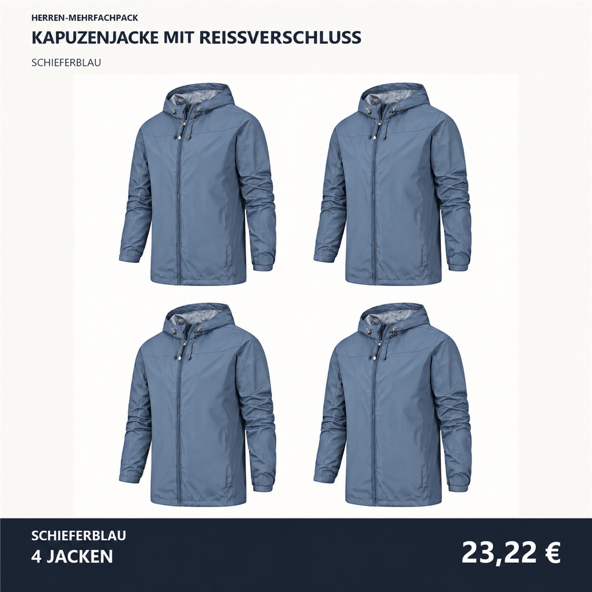 Herren-Kapuzenjacke mit Frontreißverschluss – Set - Schieferblau 鈥?4-teiliges Set